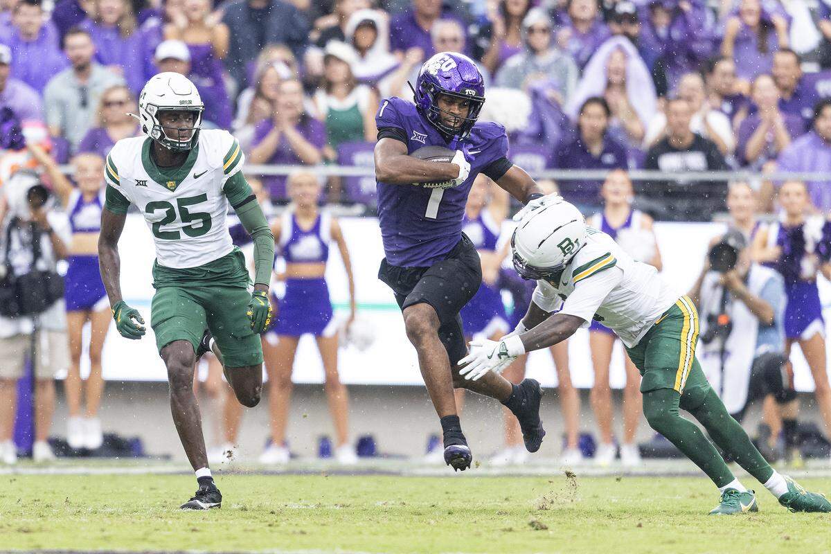 TCU wide receiver Eric McAlister leads the Big 12 with 727 receiving yards and has scored eight touchdowns this season.