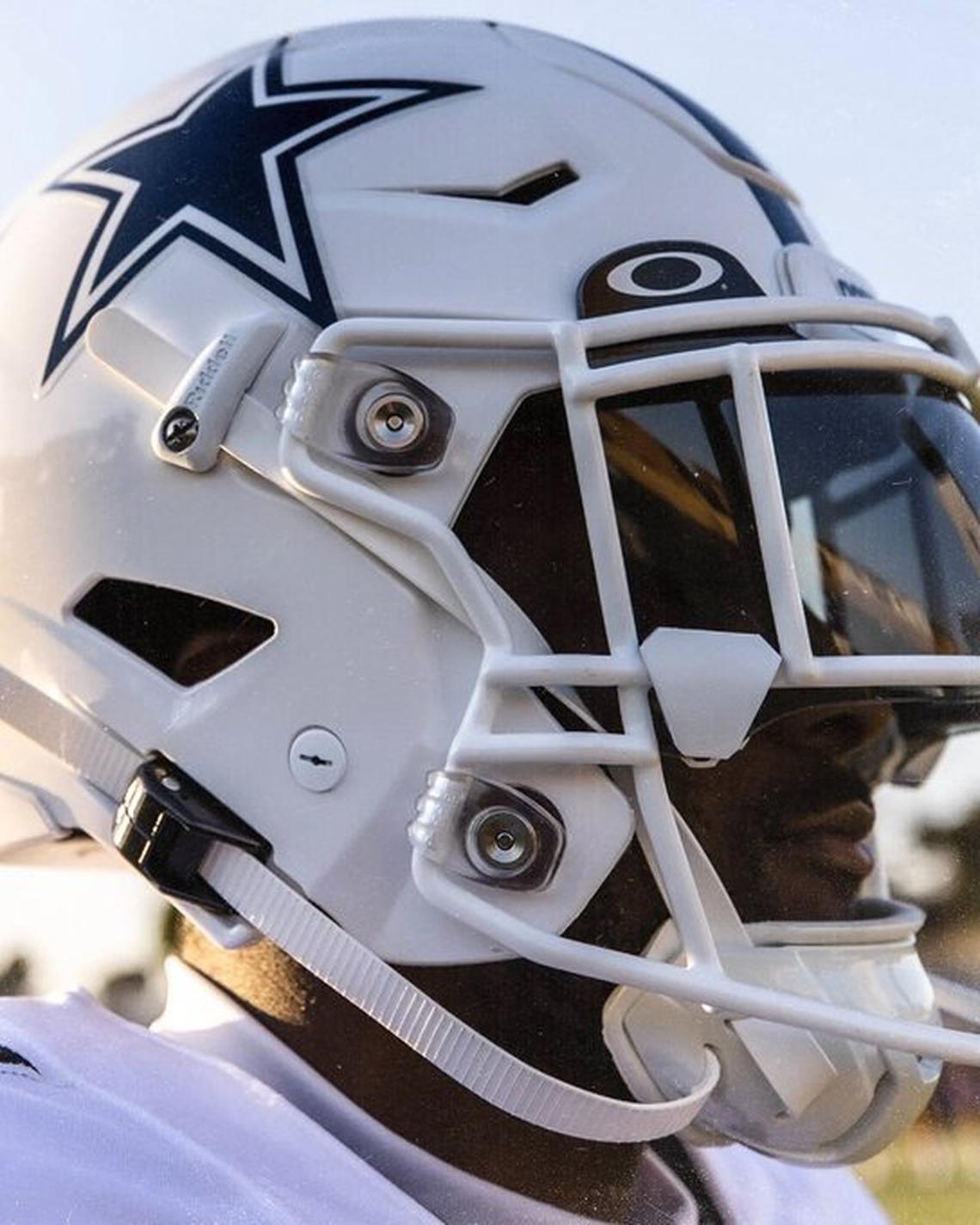 The Cowboys will wear a white helmet with a white facemask for Thursday’s game against the Titans.