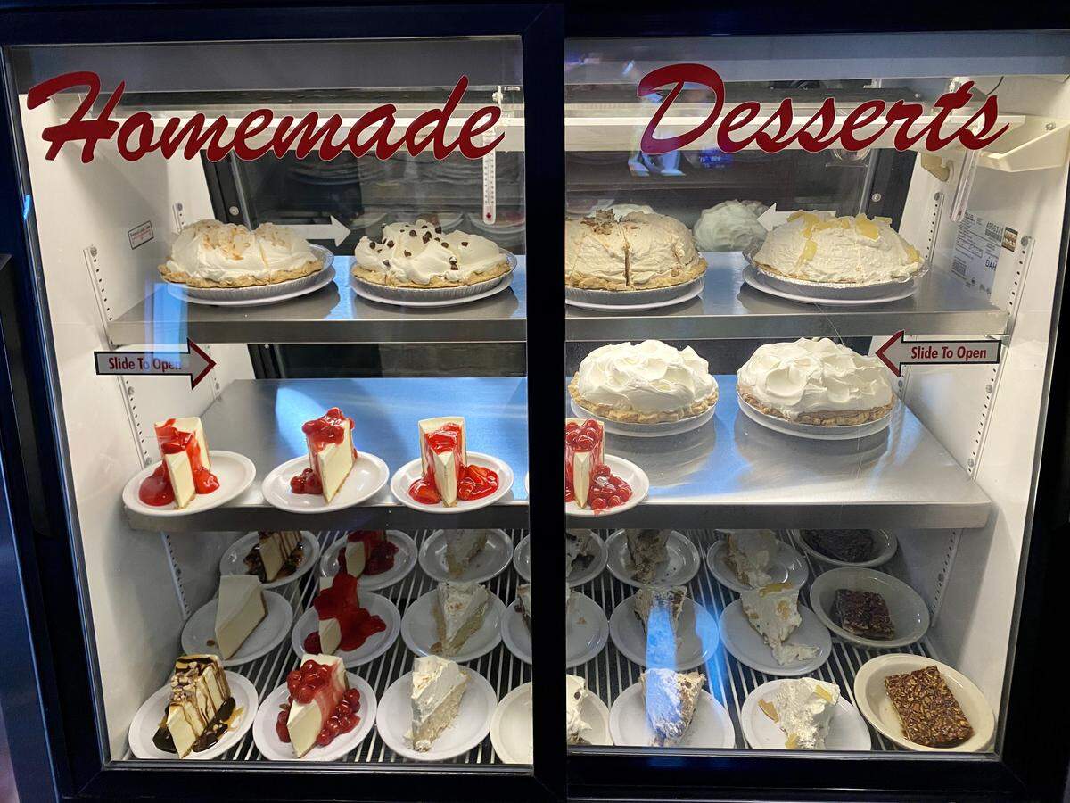 A fully stocked pie case is ready for the day at a Dixie House Cafe location.