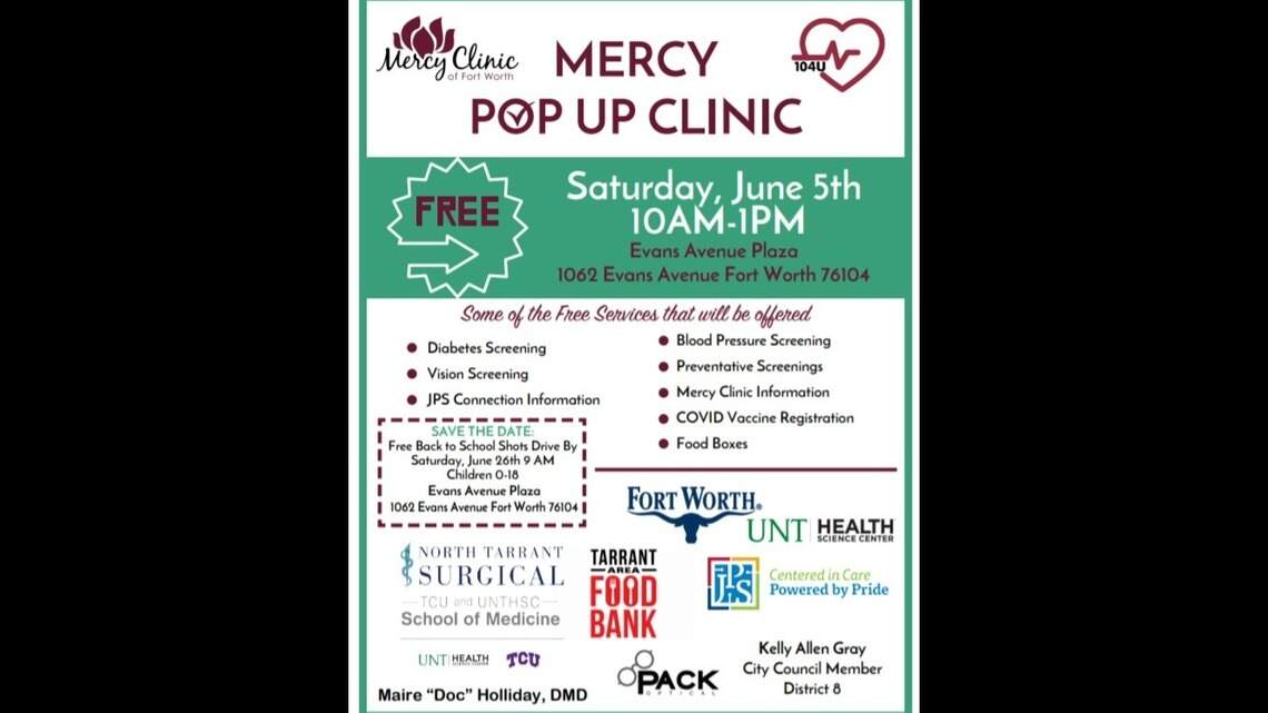 Second free pop-up health clinic in 76104 will come with the COVID-19 vaccine
