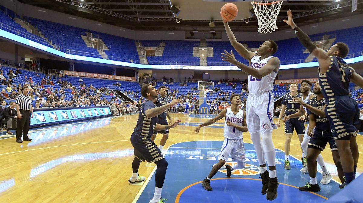 UT Arlington senior center Kevin Hervey shoots the ball against Georgia Southern in a recent game in Arlington.
