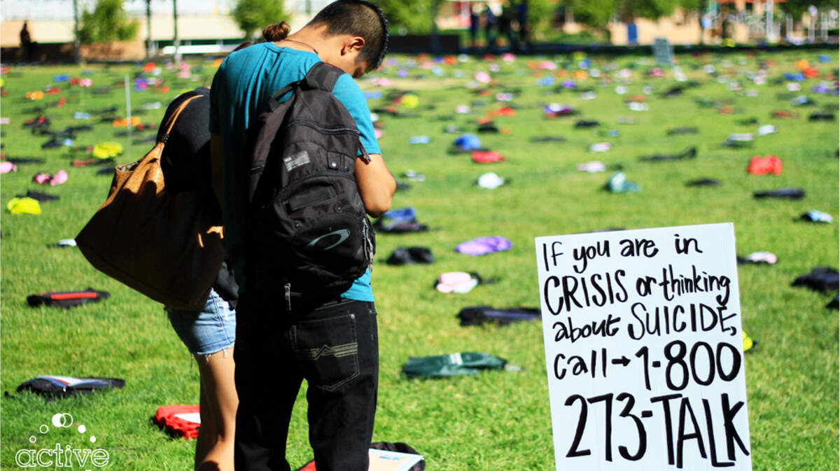 Active Minds “Send Silence Packing” Tour raises awareness about Suicide. Each backpack symbolizes a person impacted by suicide.