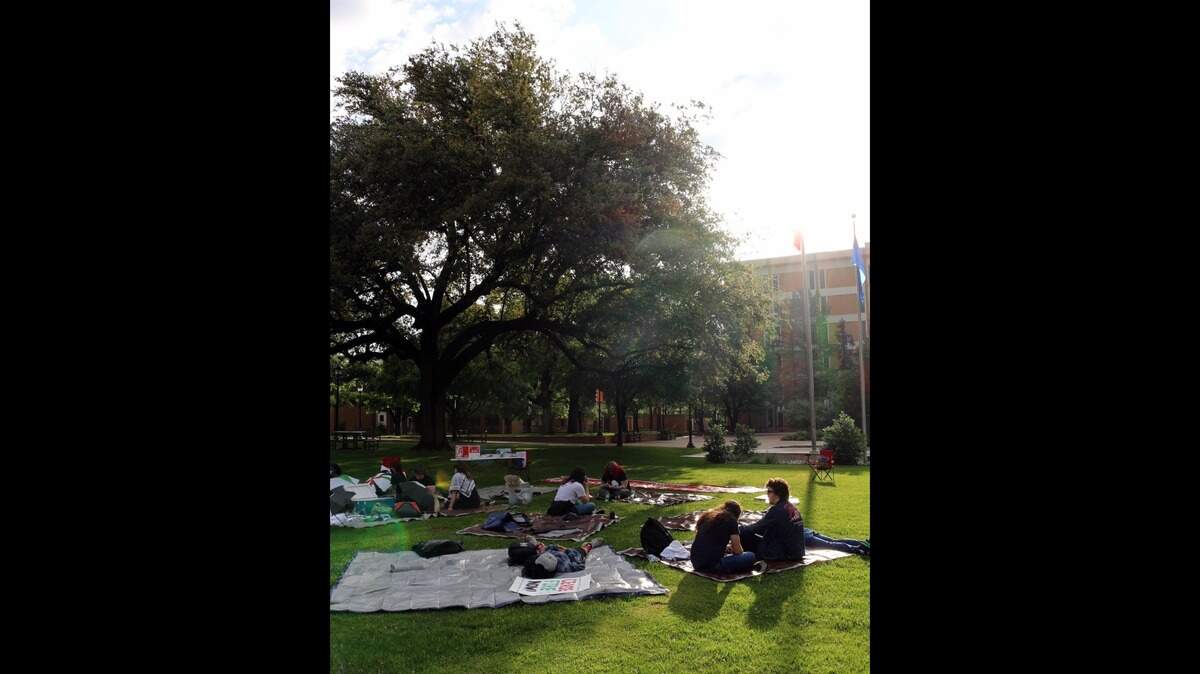UTA lecturer Charles Hermes was arrested Thursday, where students have assembled a pro-Palestine encampment on campus.