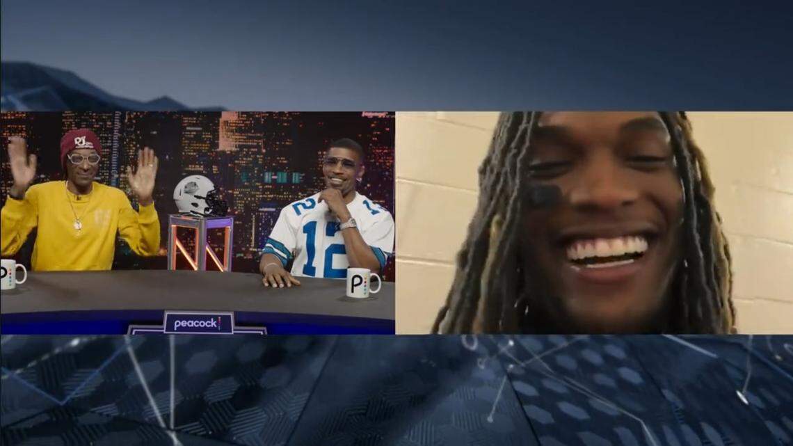 Dallas Cowboys receiver CeeDee Lamb was interviewed by Snoop Dogg and actor Jamie Foxx on their Peacock show after Lamb and the Cowboys beat Washington 27-20 Sunday afternoon.