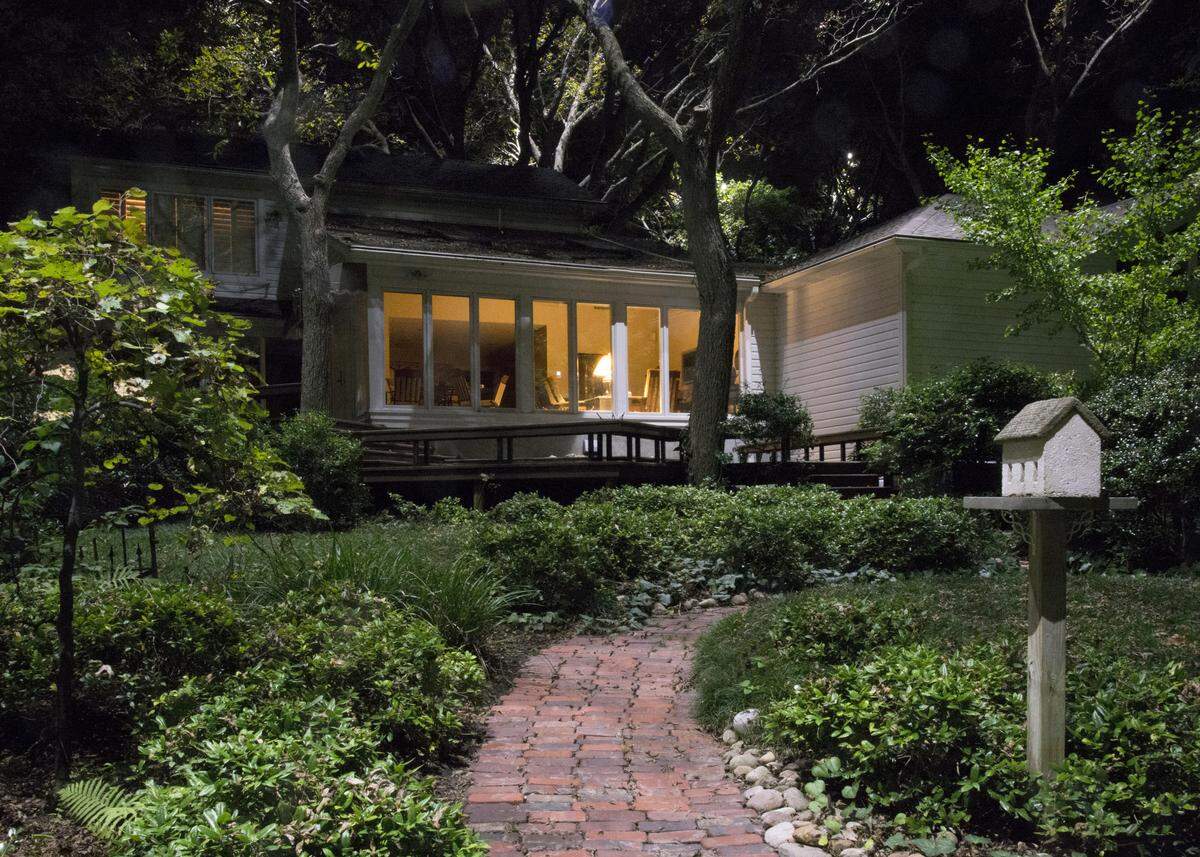 Landscape lighting in the Sperry backyard.