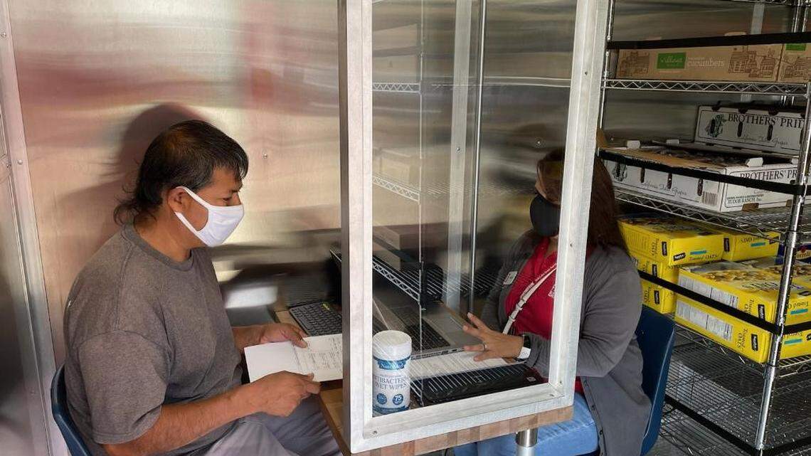 People can select food and meet with caseworkers on a bus that will visit neighborhoods in need. The Resources and Education Delivered (RED) Bus was unveiled Friday by the Fort Worth, Tarrant Area Food Bank and Kroger’s Zero Hunger Zero Waste Foundation.