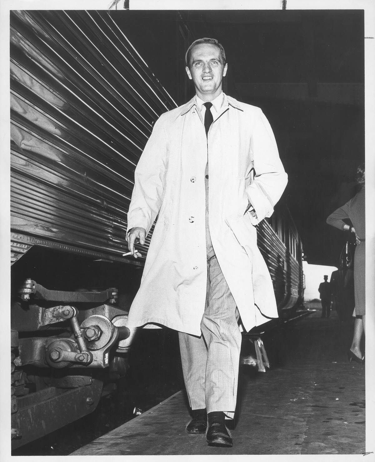 Oct. 19, 1962: Bob Newhart disembarking from a train in Fort Worth for the Opera Association’s “Holiday in Vienna” ball at Ridglea Country Club.