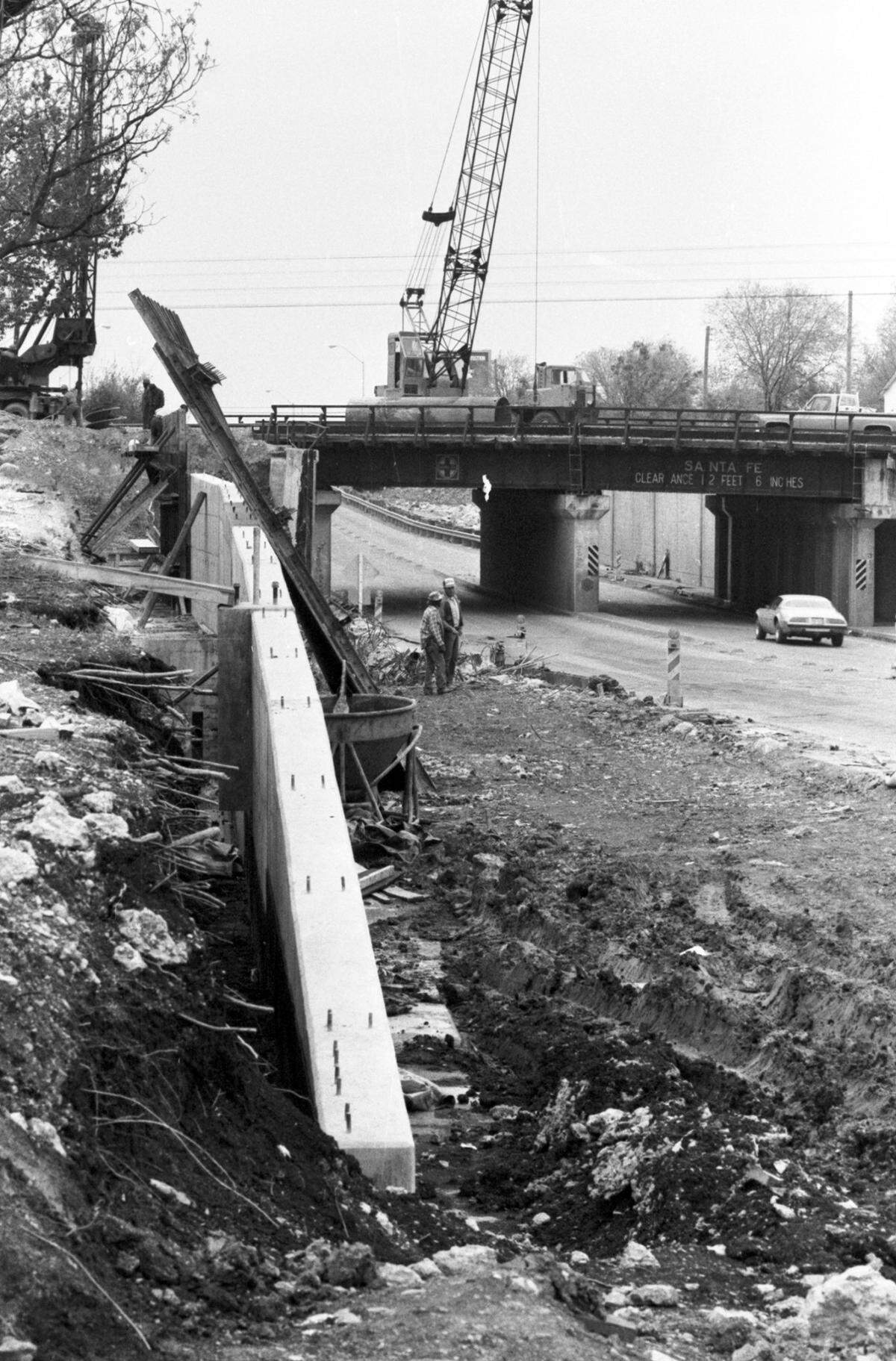March 29, 1982: Berry Street being widened.