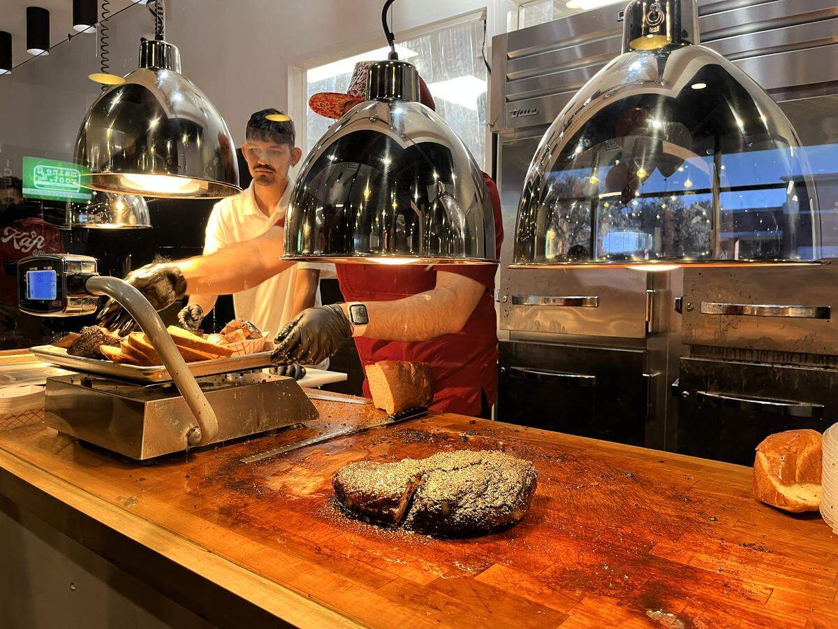 Wagyu brisket is $22.50 for a half pound at Kafi BBQ in Irving.