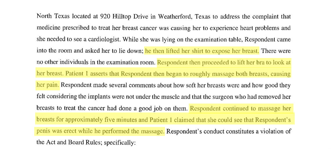 Dennis Doan, a cardiologist at the Heart Center of North Texas in Weatherford, was accused in a Texas Medical Board Complaint filed on Jan. 29, 2021, of groping multiple patients and violating the Texas Medical Practice Act. Sunny Woodall said Doan caused her physical pain when he squeezed her breasts. After Woodall reported him to police, Doan was charged with assault causing bodily injury.