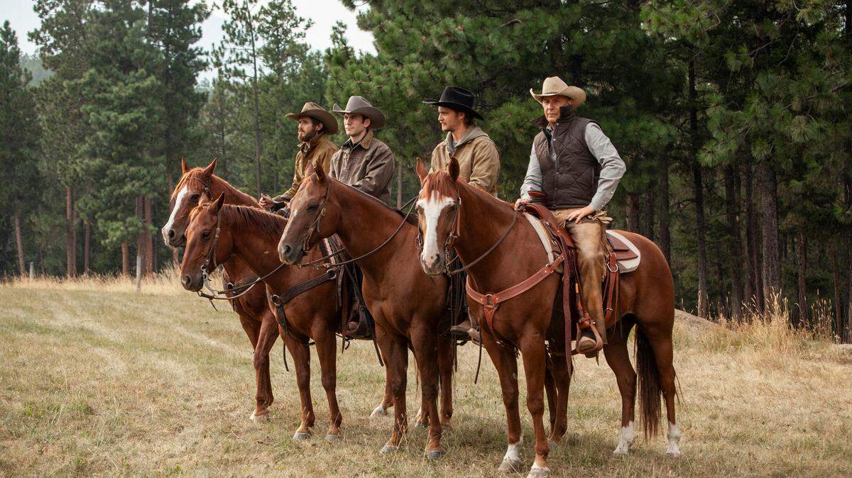“Yellowstone” premieres Wednesday, June 20 on Paramount Network. The Dutton family (pcitured from l to r) Lee Dutton (Dave Annable), Jamie Dutton (Wes Bentley), Kayce Dutton (Luke Grimes) and patriarch John Dutton (Kevin Costner).