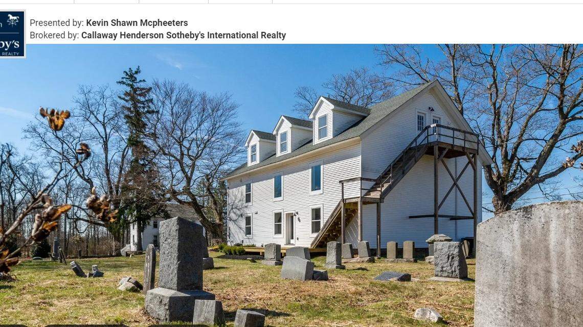 “Property overlooks and includes the original cemetery and care of the sacred grounds will be the responsibility of the homeowner,” the listing says.