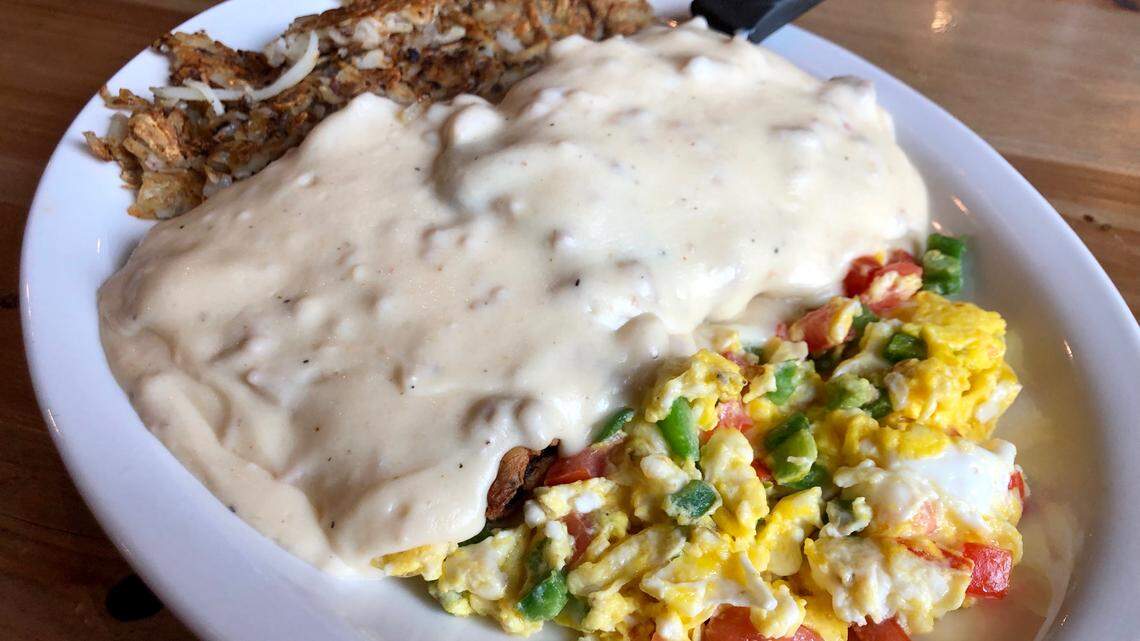Akaushi beef chicken-fried steak and eggs at Seven Mile Cafe, with 4 locations including north Fort Worth.