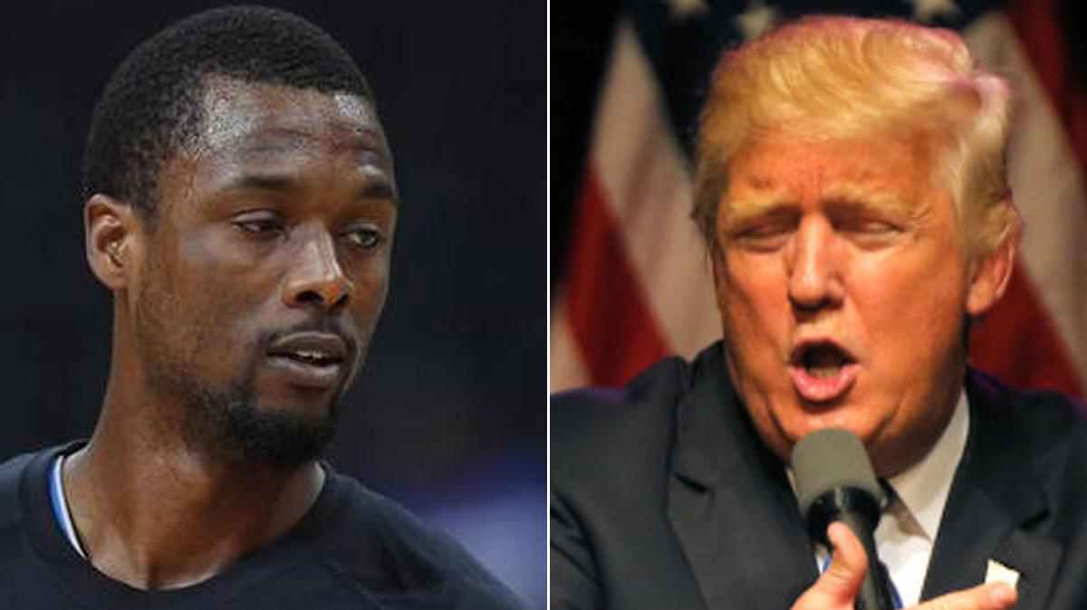 Mavs forward Harrison Barnes and President Donald Trump are pictured in this composite photo.