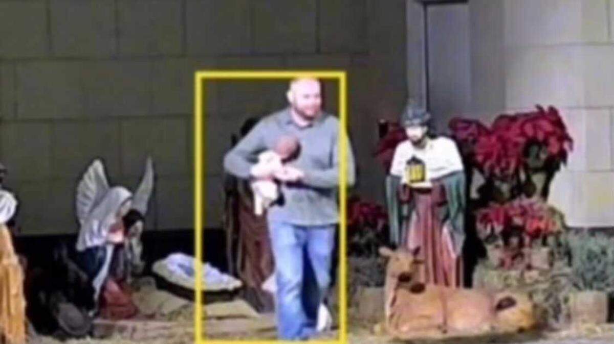 Fort Worth police are investigating the theft of baby Jesus from the Sundance Square Plaza nativity scene. Sundance Square released this photo on social media.