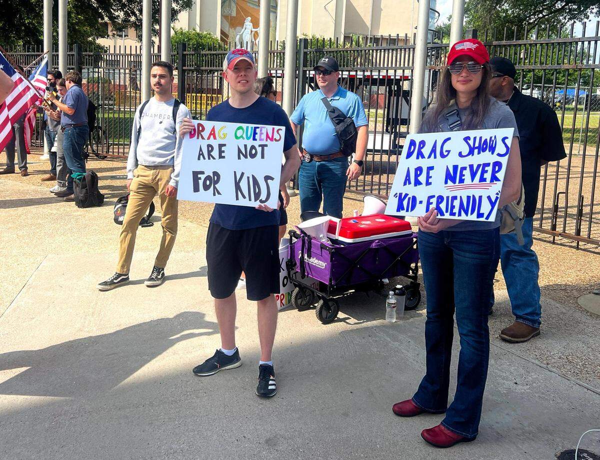 Protect Texas Kids plans protests at events such as Dallas Pride, where people of all ages were welcome and drag queens performed throughout the day. The group’s founder said she is not opposed to drag itself, but does not think children should be allowed to attend drag events.