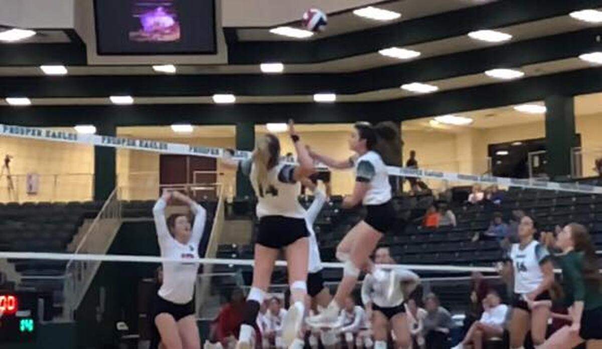 Prosper senior hitter CiCi Hecht goes up for a kill attempt against Rockwall-Heath, Tuesday October 9, 2018