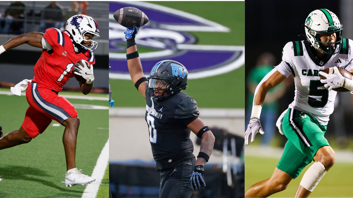 Richland’s Jayshon Gibson (left), North Crowley’s Amaj Mitchell (middle) and Southlake Carroll’s Blake Gunter (right) are Star-Telegram All-Area selections. See the full team.