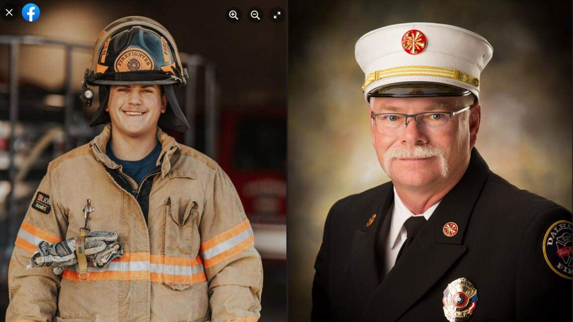 The chief and a young firefighter for the Dalhart Volunteer Fire Department were killed in a car crash while driving to their Texas station.