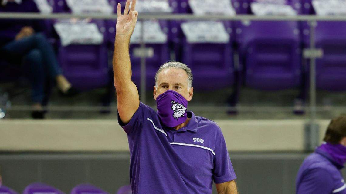 TCU coach Jamie Dixon during the Horned Frogs’ season-opening victory over Houston Baptist.