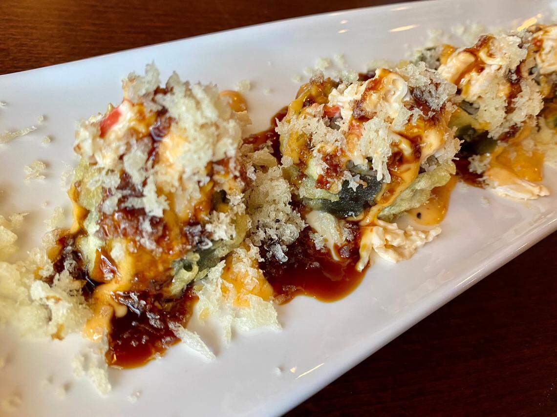 A “Super Chy Chy” roll has spicy tuna, spicy crab and spicy mayo at Japan House in North Richland Hills.