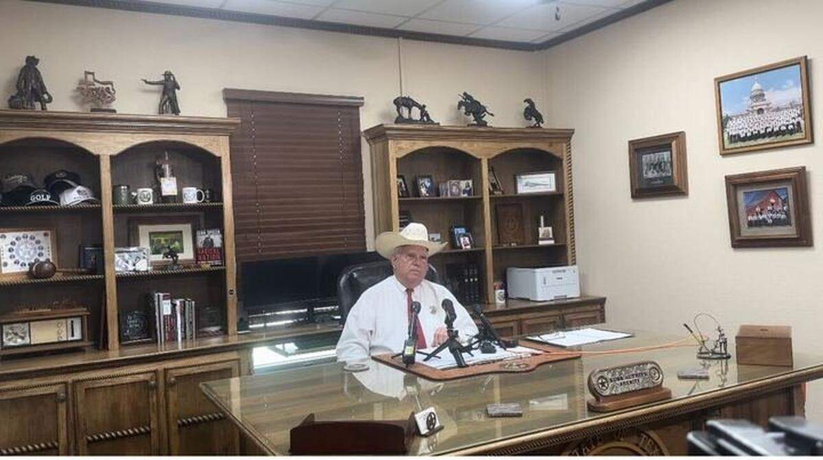 Parker County Sheriff Russ Authier provides updates Thursday, May 1, 2025, on a triple homicide that he says involved a robbery and drugs. Three suspects have been arrested.