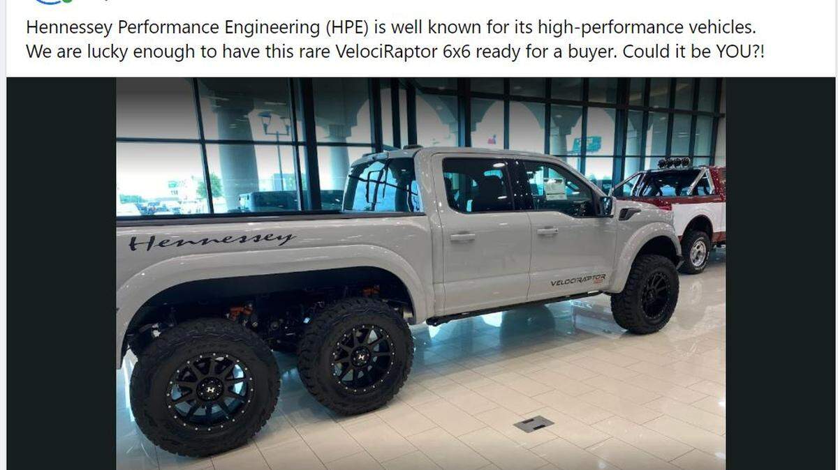A 2023 Ford F-150 Hennessey VelociRaptor 6X6 listed for sale at Five Star Ford of Dallas.
