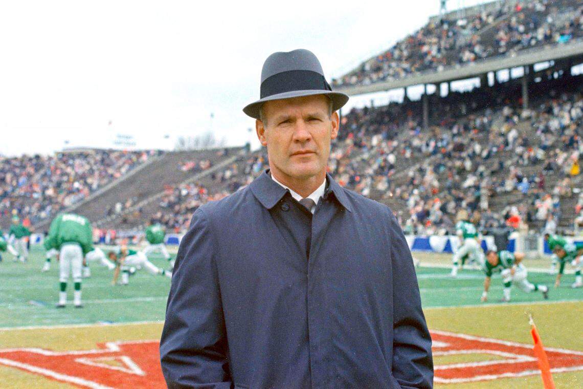 FILE - This is a Dec. 1967 file photo showing Dallas Cowboys football coach Tom Landry. Landry built that franchise from the ground up to challenge the Packers for NFL dominance at the end of the 1960s and later become known as “America’s Team.” (AP Photo/File)