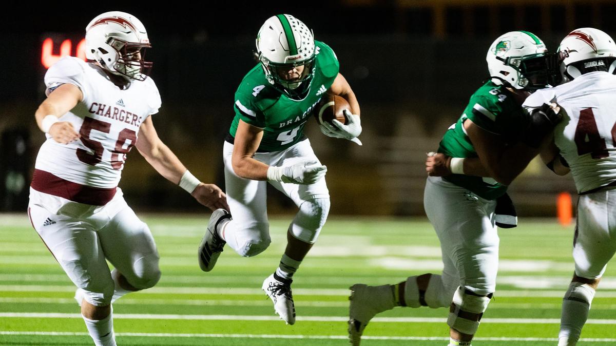 Southlake Carroll running back Owen Allen runs after a catch during Friday’s 35-7 victory over Keller Central. Allen, a freshman, rushed for 218 yards and four touchdowns.