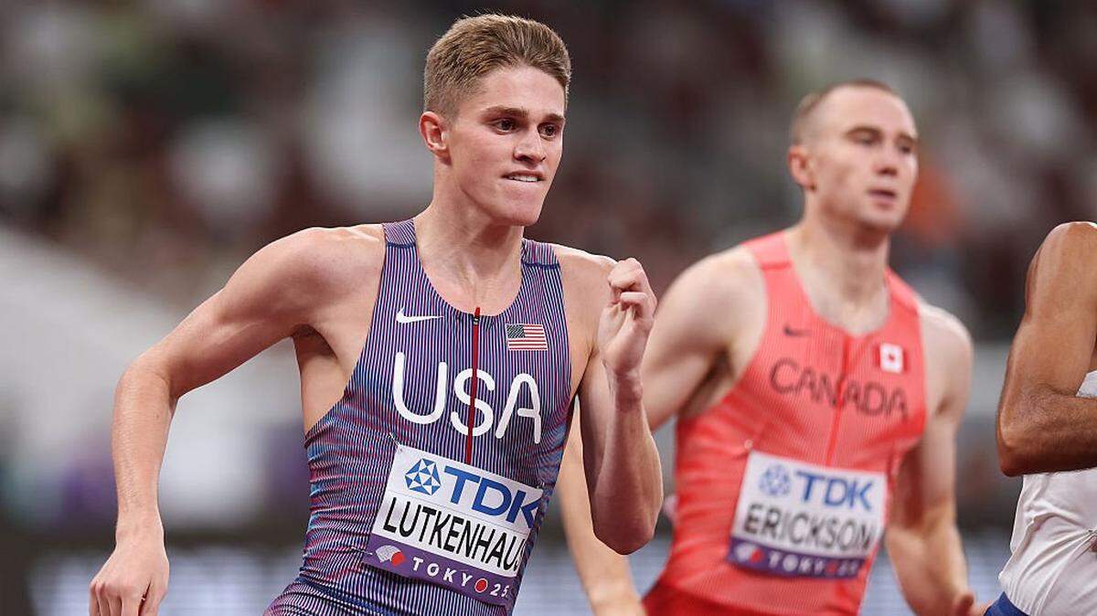 TOKYO, JAPAN - SEPTEMBER 16: Cooper Lutkenhaus of Team United States competes during the Men's 800 Metres Heats on day four of the World Athletics Championships Tokyo 2025 at National Stadium on September 16, 2025 in Tokyo, Japan. (Photo by Michael Steele/Getty Images)