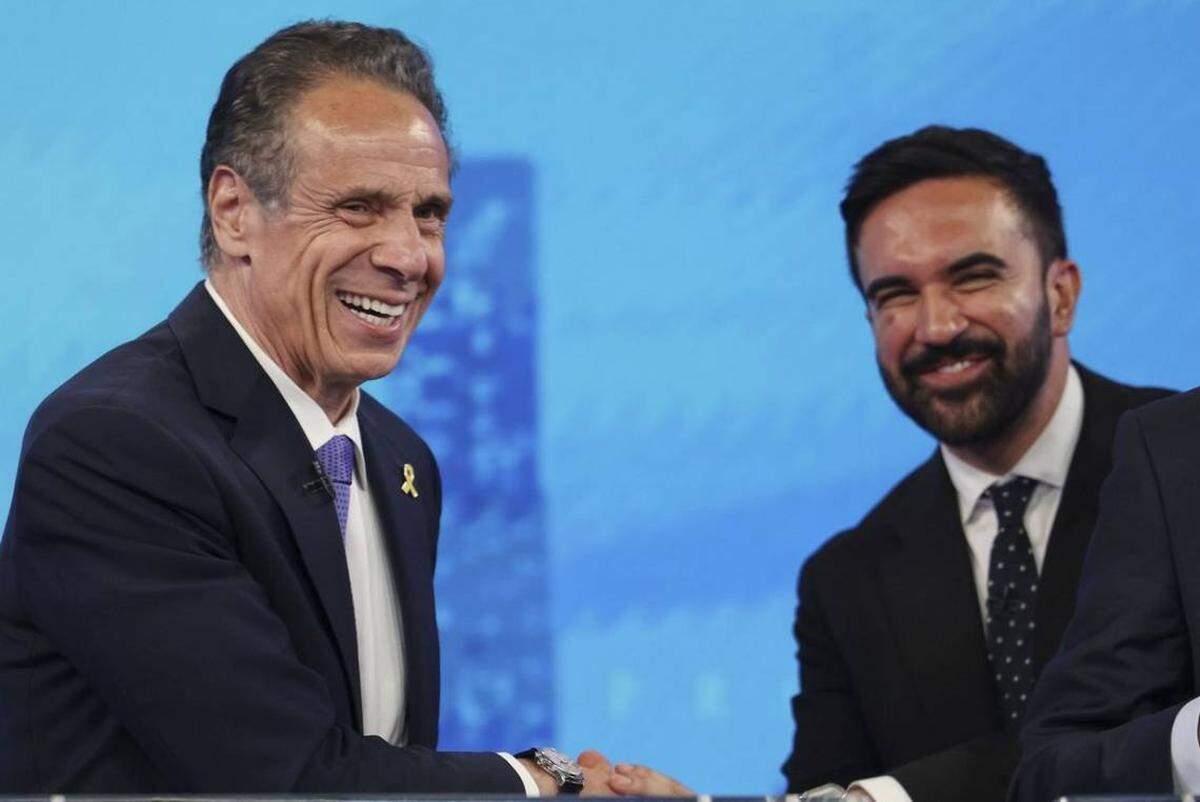 Democratic mayoral candidates Andrew Cuomo (L) shakes hands with Zohran Mamdani after participating in a Democratic mayoral primary debate on June 4 in New York City. On Tuesday, voters braved triple-digit temperatures to vote in the Democratic primary for New York City mayor. Pool Photo by Yuki Iwamura/UPI