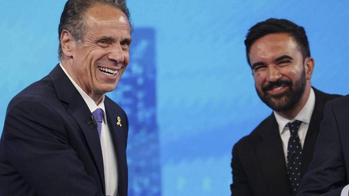 Democratic mayoral candidates Andrew Cuomo (L) shakes hands with Zohran Mamdani after participating in a Democratic mayoral primary debate on June 4 in New York City. On Tuesday, voters braved triple-digit temperatures to vote in the Democratic primary for New York City mayor. Pool Photo by Yuki Iwamura/UPI