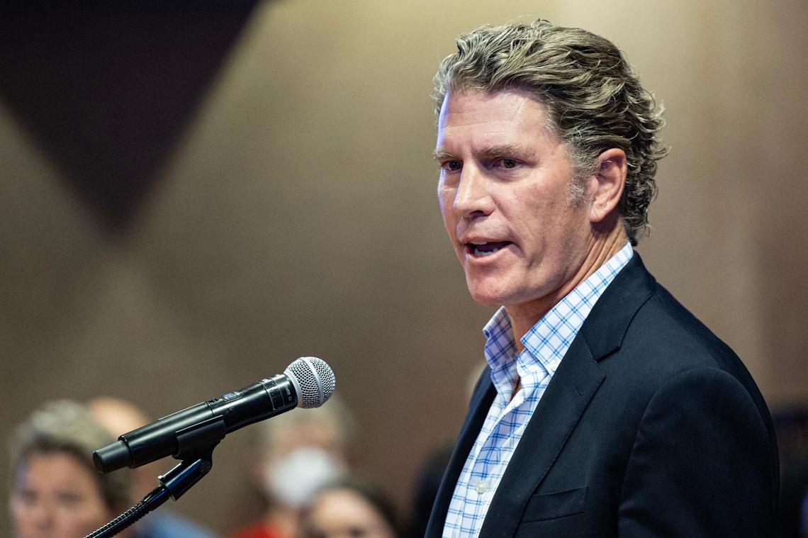 Tarrant County Republican Chair Bo French spoke to the commissioners about ridding of UTA as an election polling place during the public comment portion of a special meeting at the Tarrant County Commissioners Court in the Tarrant County Administration Building in Fort Worth on Thursday, Sept. 12, 2024.