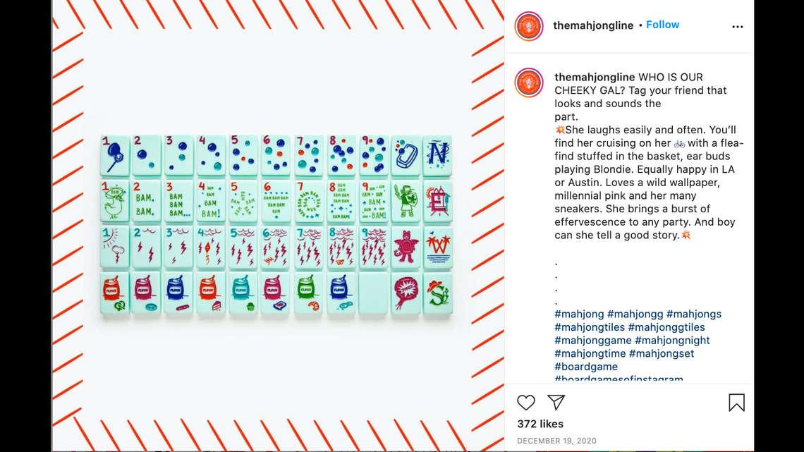 An image of The Mahjong Line’s “Cheeky” set posted to Instagram