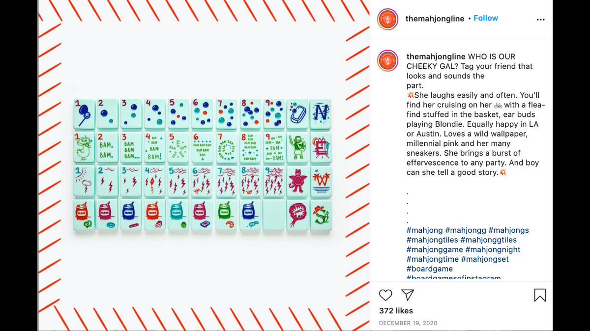 An image of The Mahjong Line’s “Cheeky” set posted to Instagram