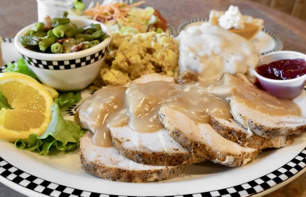 The California-based Black Bear Diner chain serves turkey and dressing on Thanksgiving.