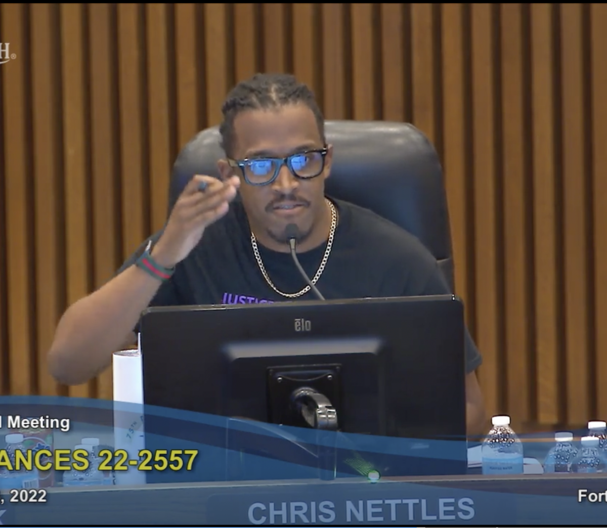 Fort Worth City Councilman Chris Nettles, shown here in an image taken from a video of the Nov. 8 city council meeting, lobbied for creation of a police advisory board, which was rejected by the council. He says he wants to bring the proposal back and work toward a compromise.