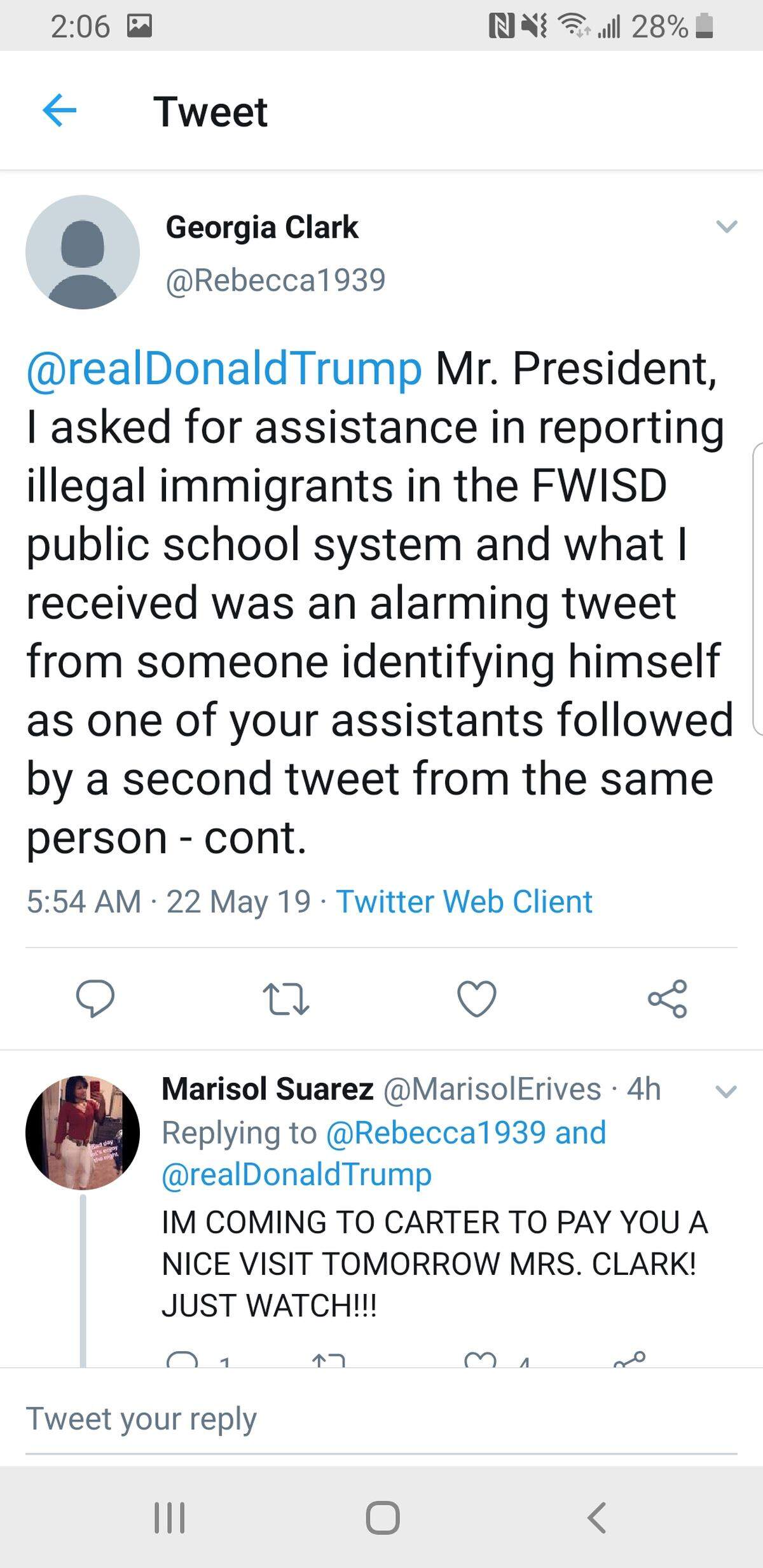 A Carter-Riverside teacher was placed on leave after a string of anti-immigration posts were made on a Twitter account linked to her.