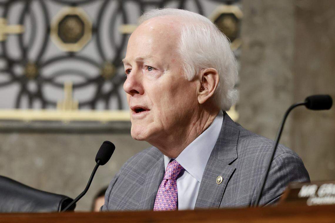 Sen. John Cornyn (R-TX) speaks during a Senate Judiciary Committee nomination hearing on Capitol Hill on February 25, 2026 in Washington, DC. The committee held the hearing to discuss the nomination of Colin McDonald to be assistant Attorney General for fraud enforcement at the Department of Justice.