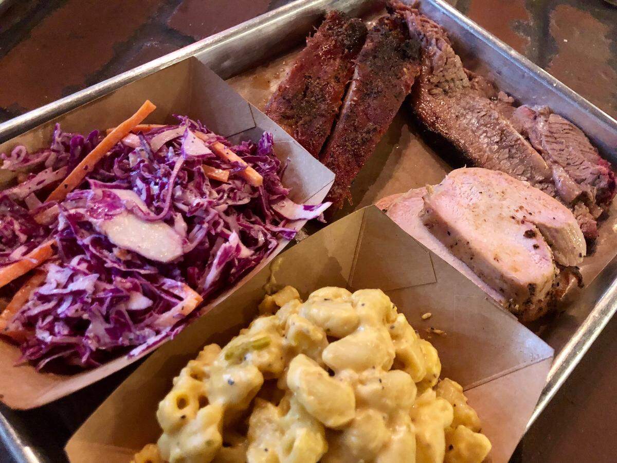 A Heim platter with brisket, ribs and turkey.
