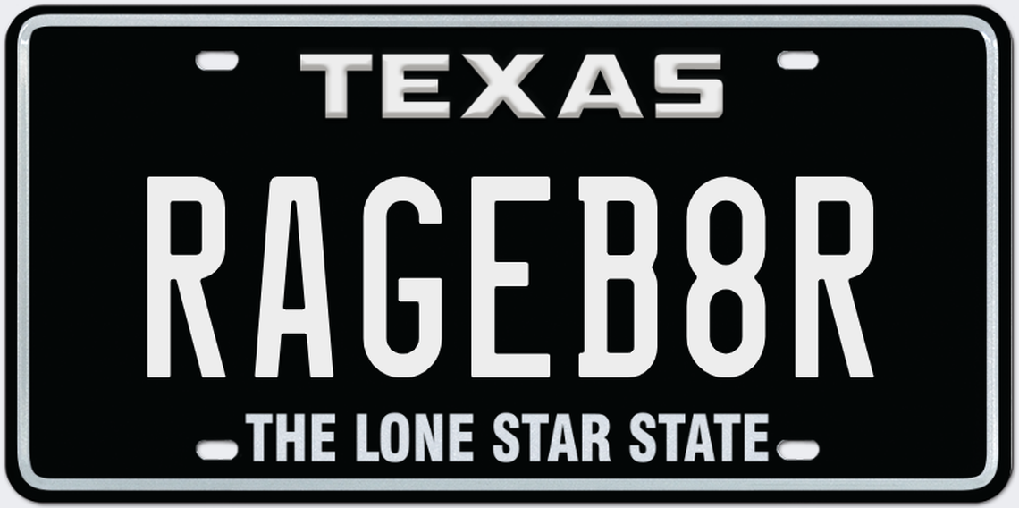 One of the custom Texas license plate requests rejected in 2025.
