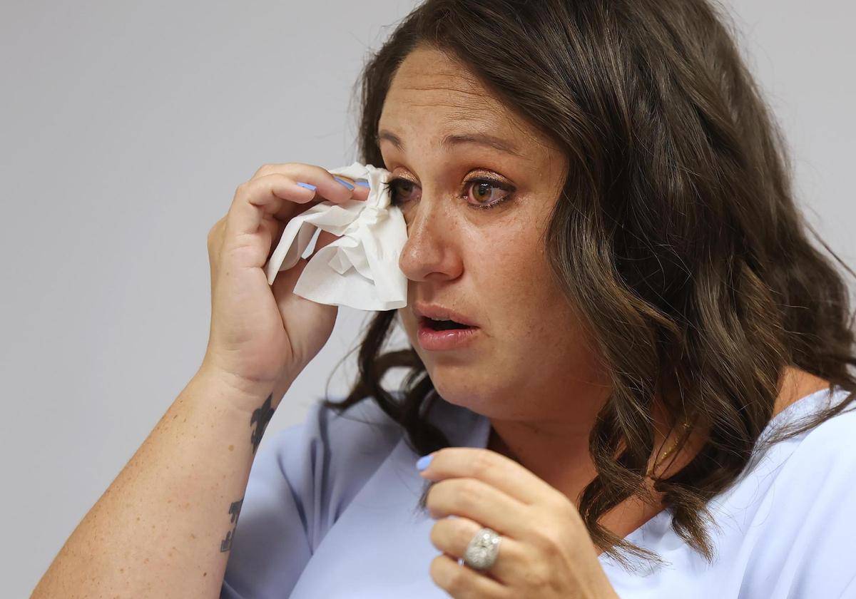 Meghan Czarobski wipes a tear after learning new information at an appointment for her son Preston Benjaman-Sewell at Cook Children’s Dodson Specialty Clinics in June. Preston had brain surgery in March to address dangerous and frequent seizures.
