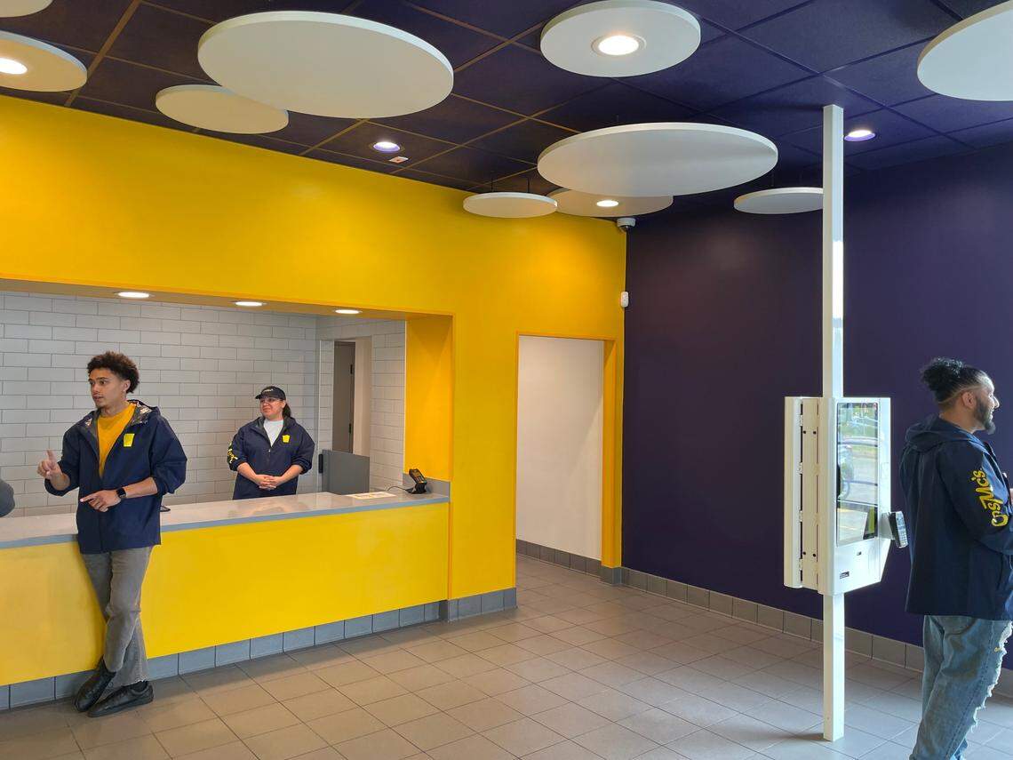 The inside of McDonald’s new beverage-led concept, CosMc’s, on March 21, 2024.