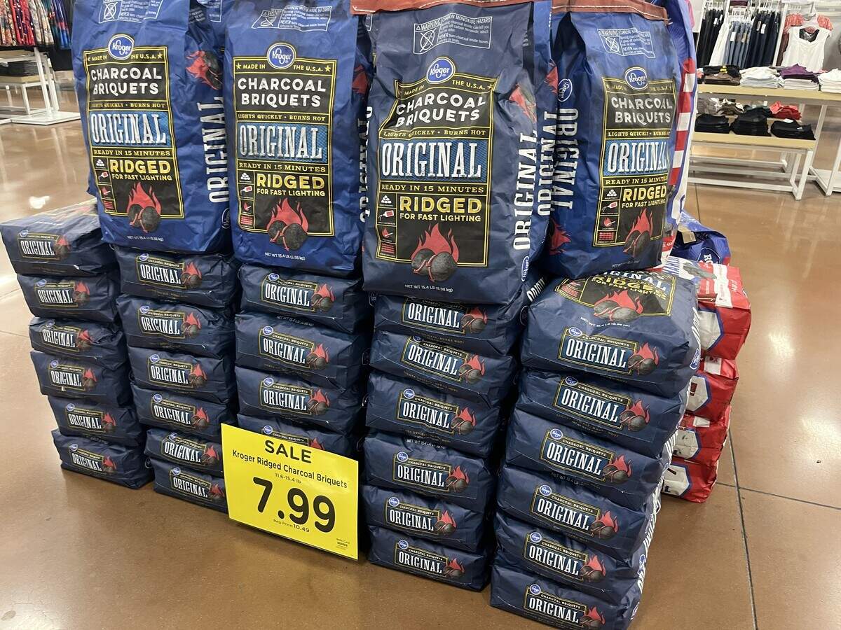 Charcoal for the Fourth of July holiday at Kroger in Fort Worth on June 30, 2026.
