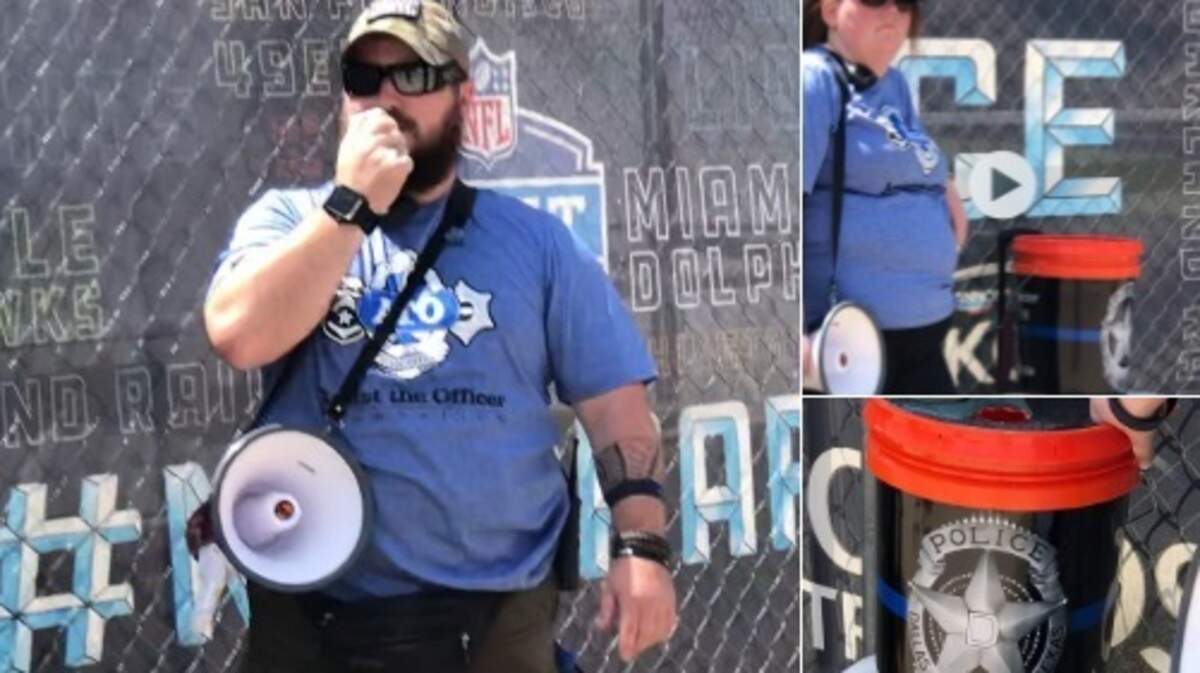 Authorities in Dallas said two people who stood outside the NFL Draft this past weekend in Arlington were not approved by the Dallas Police Association to collect money for a slain Dallas police officer.