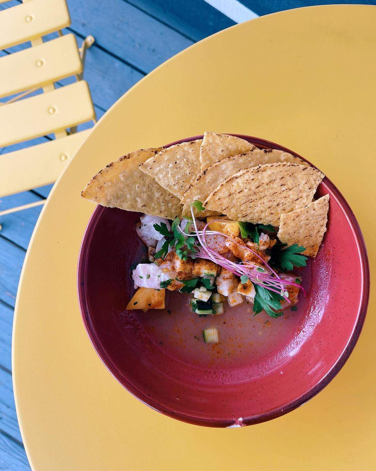This week’s ceviche of the week at La Onda in Fort Worth includes golden tilefish, heirloom tomato, jicama, ginger, cucumber and jalapeno.