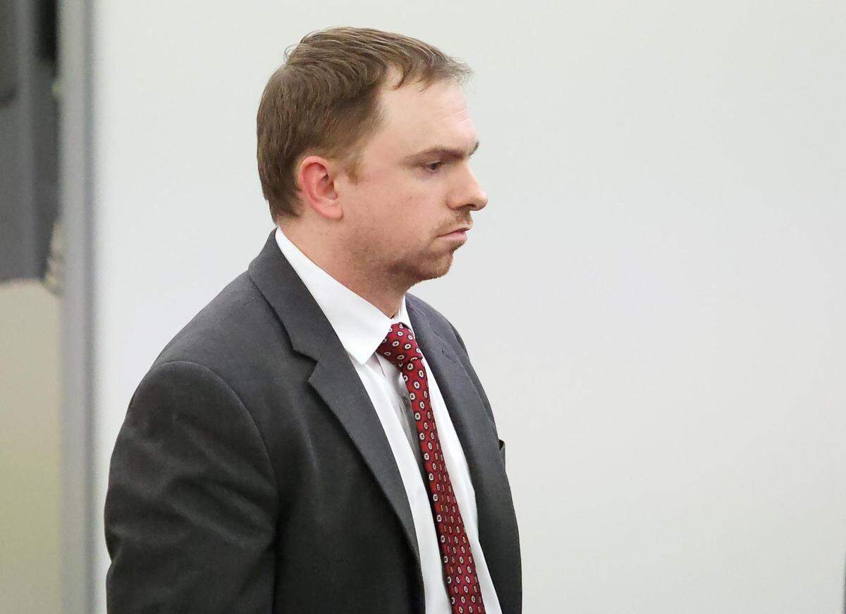 Aaron Dean waits for his sentence to be delivered on Tuesday in Fort Worth. Dean was sentenced to 11 years, 10 months and 12 days after being convicted of manslaughter in the 2019 killing of Atatiana Jefferson.