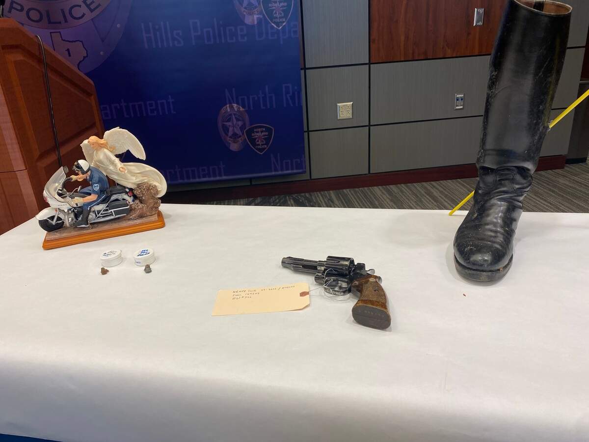 The revolver Mark Long reportedly used in multiple bank robberies from 1998 through 2003 and used to shoot North Richland Hills Police Capt. Jeff Garner