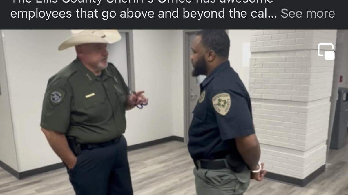 A video posted to the Ellis County Sheriff’s Office Facebook page shows Sheriff Brad Norman berating then unbuttoning the work shirt of a terminated employee.
