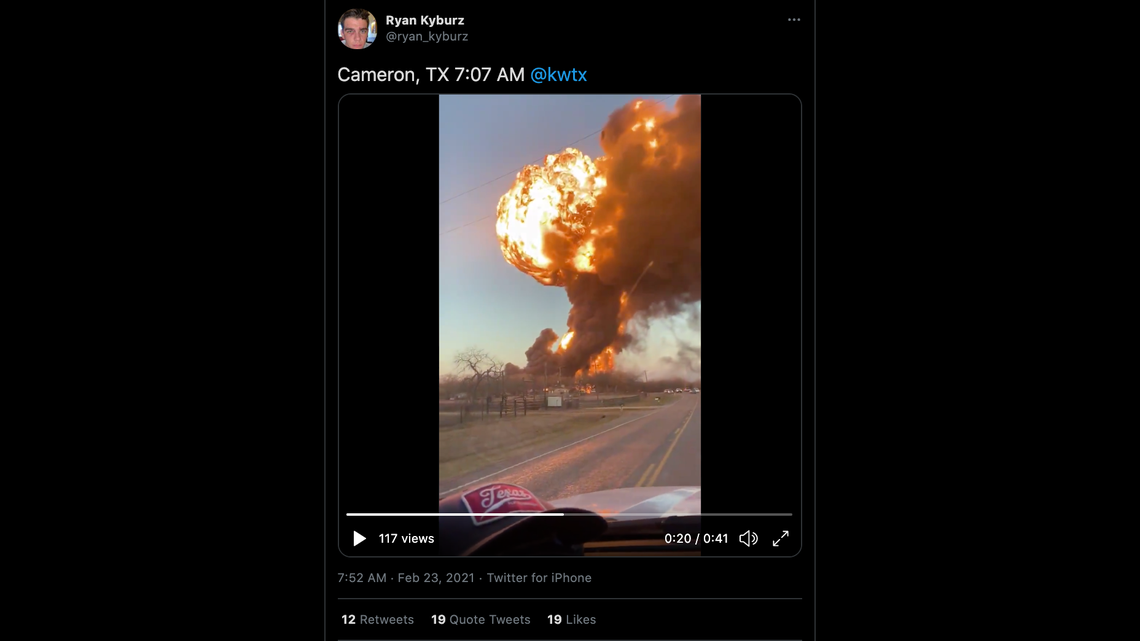 Officials say a train and 18-wheeler collided in Texas Tuesday morning, sparking an explosion and major fire.